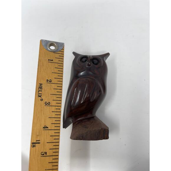 Hand Carved Owl Wood Carving 5” Ironwood / Walnut Figurine Statue - Picture 8 of 8